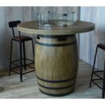Tavolo braciere a botte con fuoco a gas – Arredo da esterno effetto legno - immagine 17