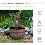 Détail du bec verseur d’eau dans fontaine de jardin