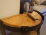 Tavolino d'appoggio in coperchio di botte da whisky – Rovere rustico artigianale - immagine 4