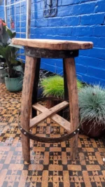 Sgabello alto in botte da whisky – Rovere massello artigianale - immagine 2