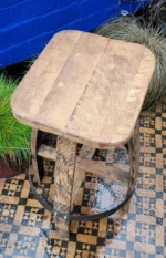 Sgabello alto in botte da whisky – Rovere massello artigianale - immagine 3