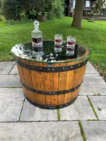 Tavolino mezza botte in botte da whisky – Rovere e vetro temperato - immagine 2