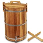 Cuve de fermentation artisanale 100L en pin d’Oregon vue de face