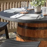 Tavolo a botte da esterno – Botte da whisky con piano in polybois - immagine 5