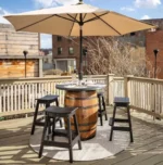Tavolo a botte da esterno – Botte da whisky con piano in polybois - immagine 3